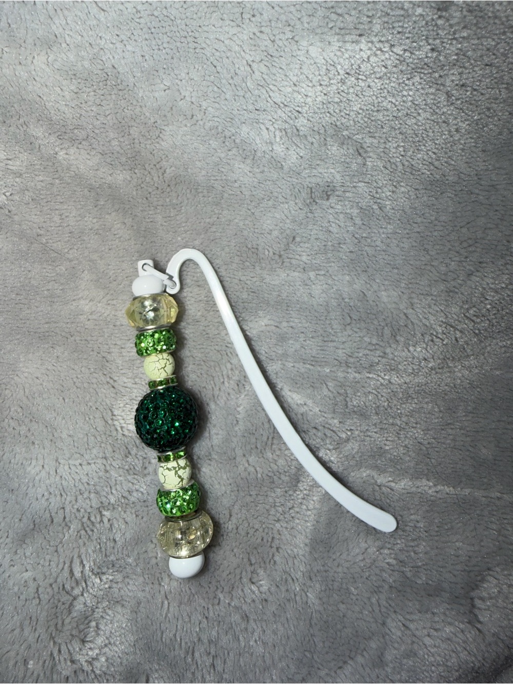 Green Beaded Bookmark with Sparkle Accent
